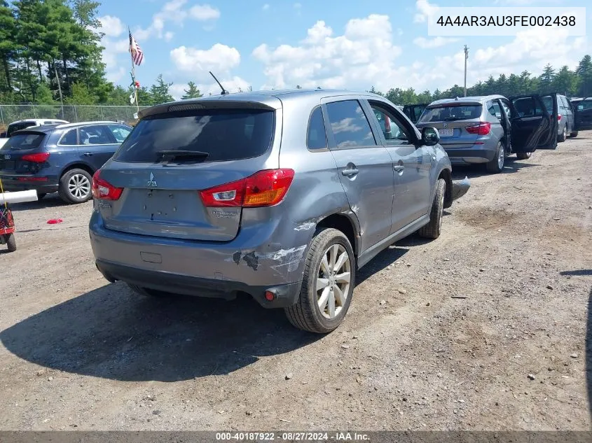 2015 Mitsubishi Outlander Sport Es VIN: 4A4AR3AU3FE002438 Lot: 40187922