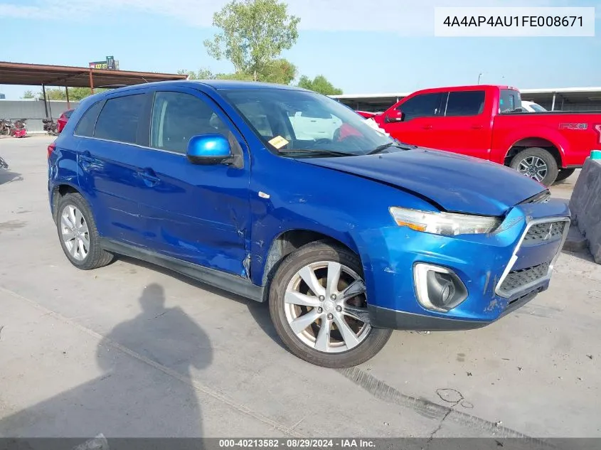 2015 Mitsubishi Outlander Sport Se VIN: 4A4AP4AU1FE008671 Lot: 40213582