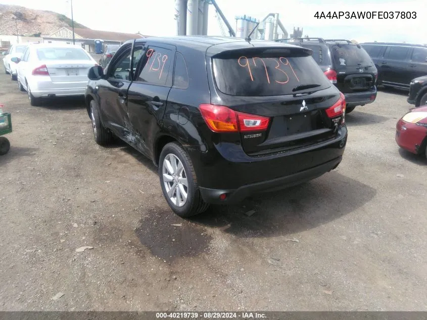 2015 Mitsubishi Outlander Sport Es VIN: 4A4AP3AW0FE037803 Lot: 40219739