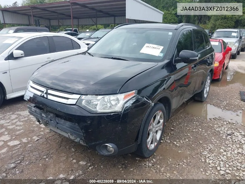 2015 Mitsubishi Outlander Se VIN: JA4AD3A3XFZ012366 Lot: 40228059