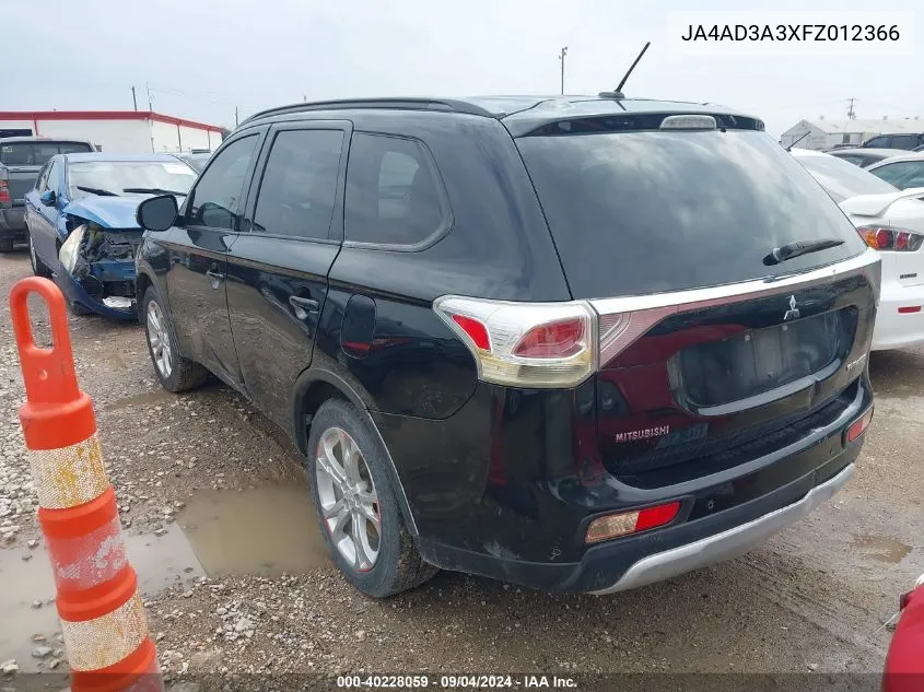 JA4AD3A3XFZ012366 2015 Mitsubishi Outlander Se