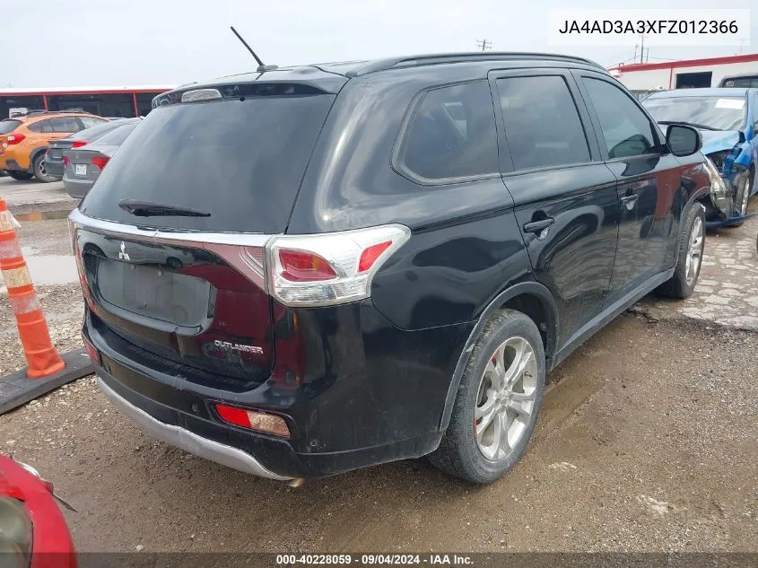 2015 Mitsubishi Outlander Se VIN: JA4AD3A3XFZ012366 Lot: 40228059