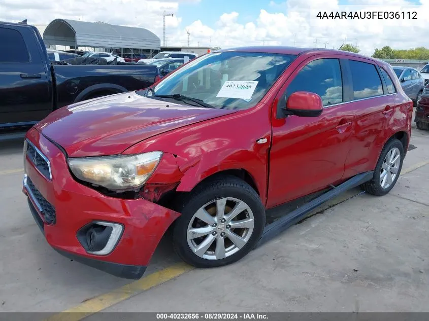 2015 Mitsubishi Outlander Sport Se VIN: 4A4AR4AU3FE036112 Lot: 40232656