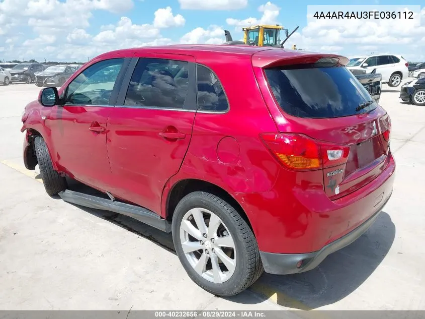 2015 Mitsubishi Outlander Sport Se VIN: 4A4AR4AU3FE036112 Lot: 40232656