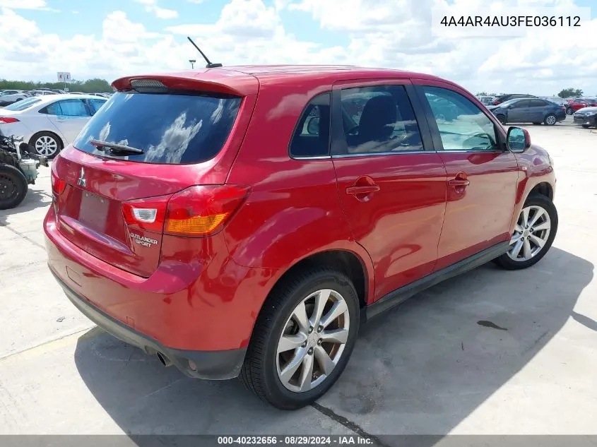 2015 Mitsubishi Outlander Sport Se VIN: 4A4AR4AU3FE036112 Lot: 40232656