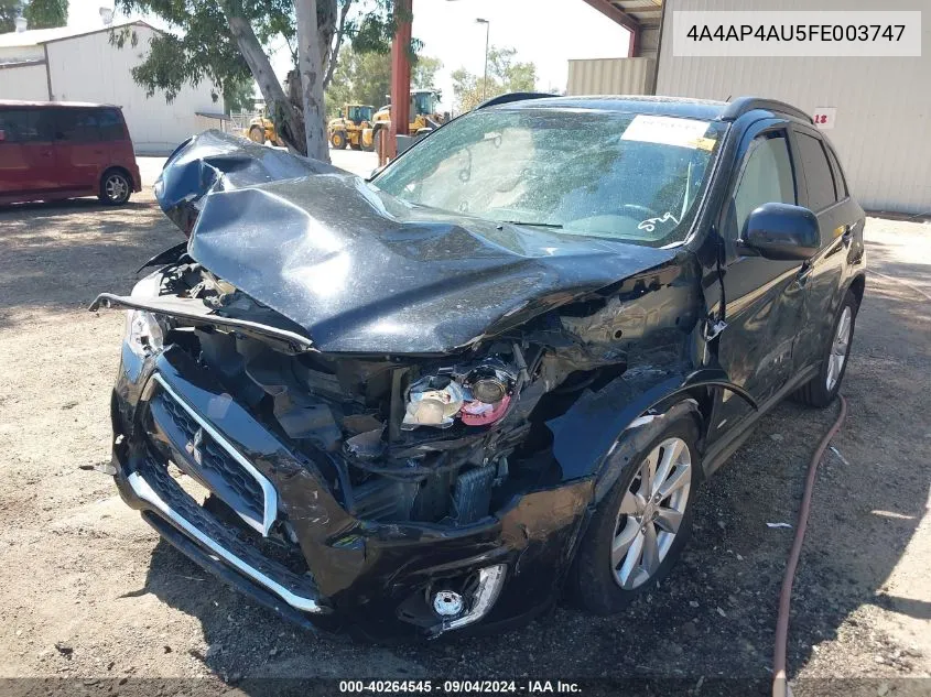 2015 Mitsubishi Outlander Sport Se VIN: 4A4AP4AU5FE003747 Lot: 40264545