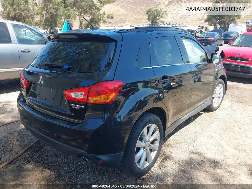 2015 Mitsubishi Outlander Sport Se VIN: 4A4AP4AU5FE003747 Lot: 40264545