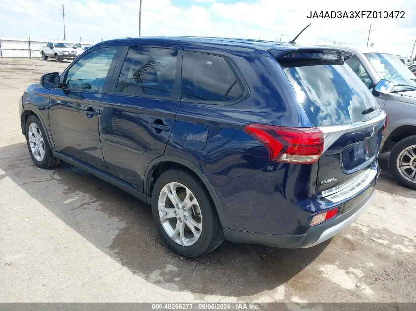 2015 Mitsubishi Outlander Se VIN: JA4AD3A3XFZ010472 Lot: 40266277