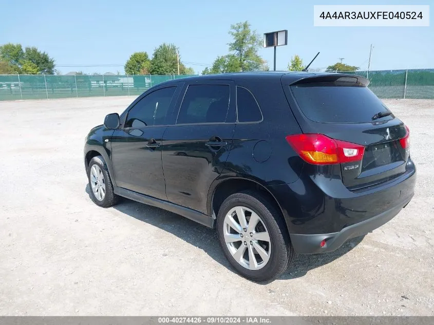 2015 Mitsubishi Outlander Sport Es VIN: 4A4AR3AUXFE040524 Lot: 40274426