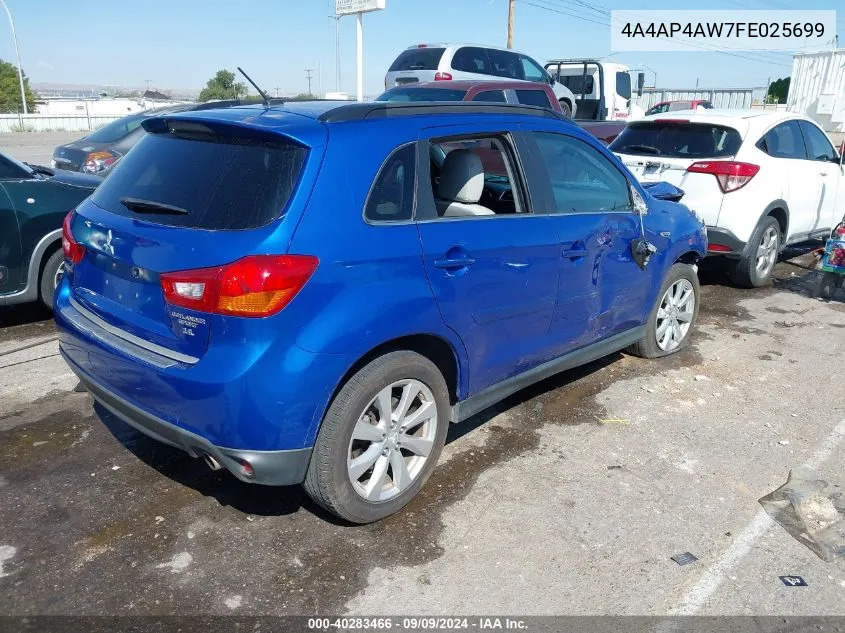 2015 Mitsubishi Outlander Sport Gt VIN: 4A4AP4AW7FE025699 Lot: 40283466