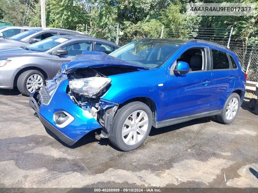 2015 Mitsubishi Outlander Sport Se VIN: 4A4AR4AU9FE017337 Lot: 40288989