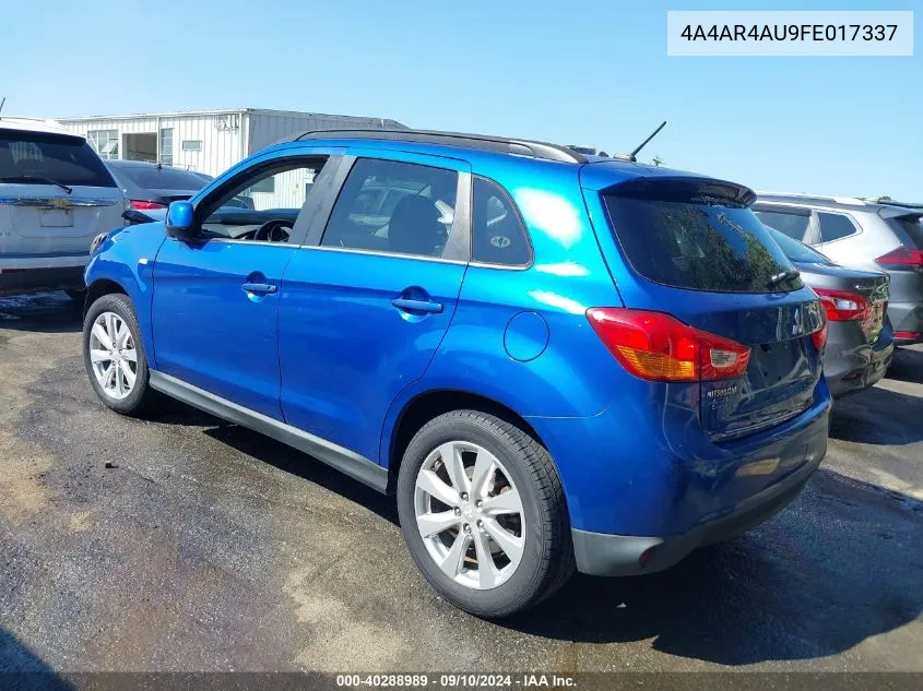 2015 Mitsubishi Outlander Sport Se VIN: 4A4AR4AU9FE017337 Lot: 40288989