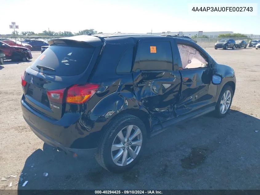 4A4AP3AU0FE002743 2015 Mitsubishi Outlander Sport Es