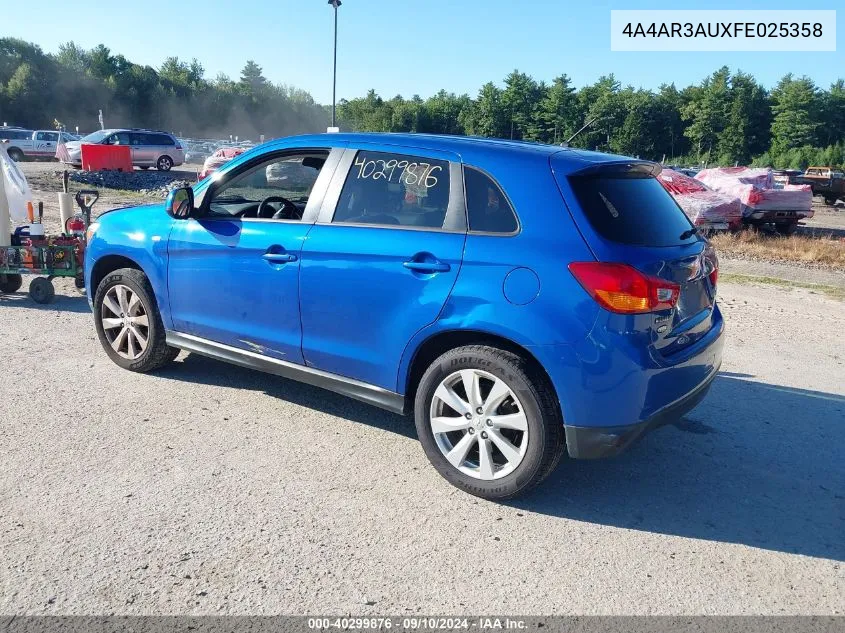 4A4AR3AUXFE025358 2015 Mitsubishi Outlander Sport Es