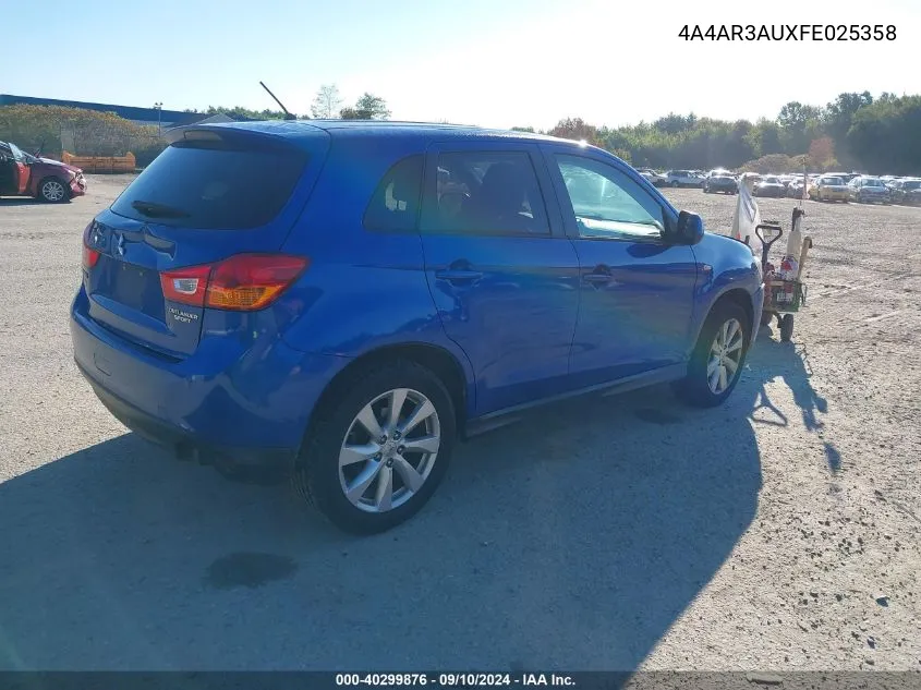 4A4AR3AUXFE025358 2015 Mitsubishi Outlander Sport Es