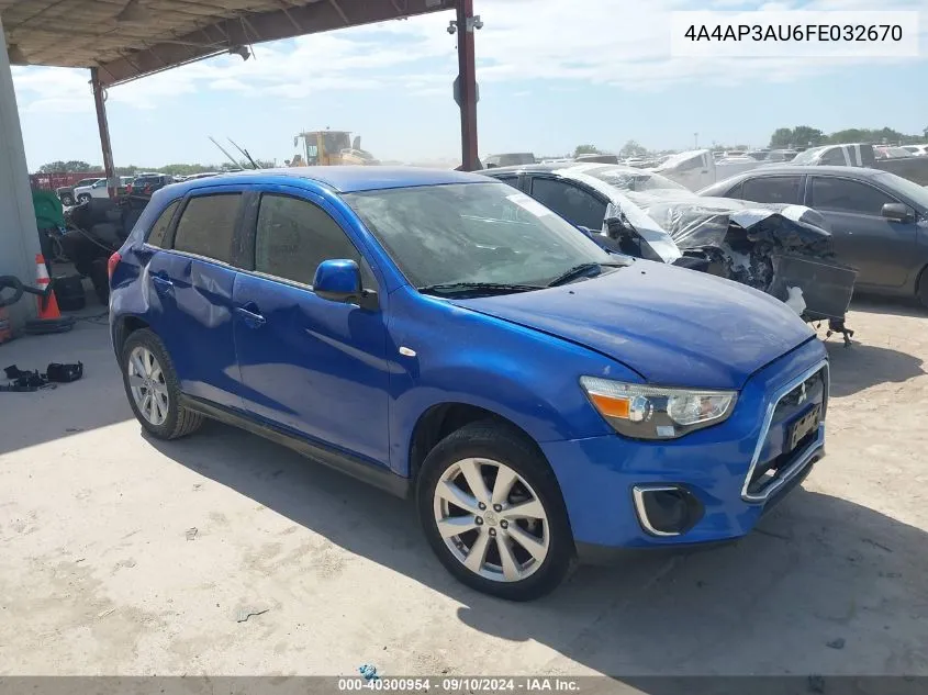 2015 Mitsubishi Outlander Sport Es VIN: 4A4AP3AU6FE032670 Lot: 40300954