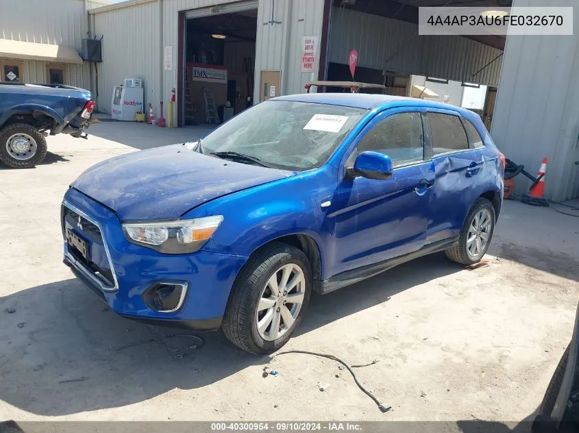 2015 Mitsubishi Outlander Sport Es VIN: 4A4AP3AU6FE032670 Lot: 40300954