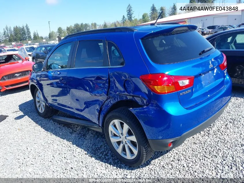 2015 Mitsubishi Outlander Sport Gt VIN: 4A4AP4AW0FE043848 Lot: 40305197