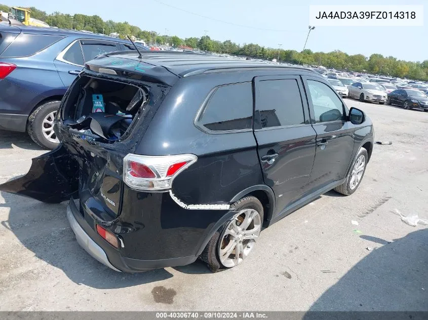 2015 Mitsubishi Outlander Se VIN: JA4AD3A39FZ014318 Lot: 40306740