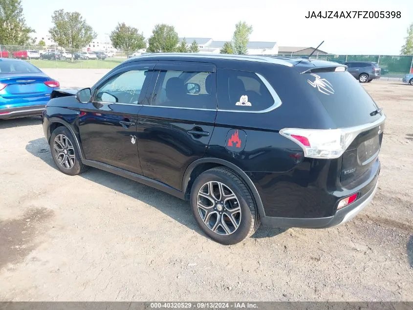 2015 Mitsubishi Outlander Gt VIN: JA4JZ4AX7FZ005398 Lot: 40320529