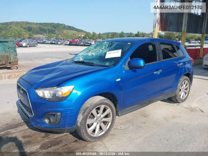 2015 Mitsubishi Outlander Sport Es VIN: 4A4AR3AU4FE012170 Lot: 40329385