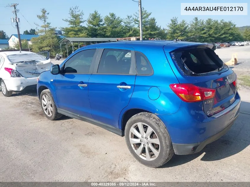 2015 Mitsubishi Outlander Sport Es VIN: 4A4AR3AU4FE012170 Lot: 40329385