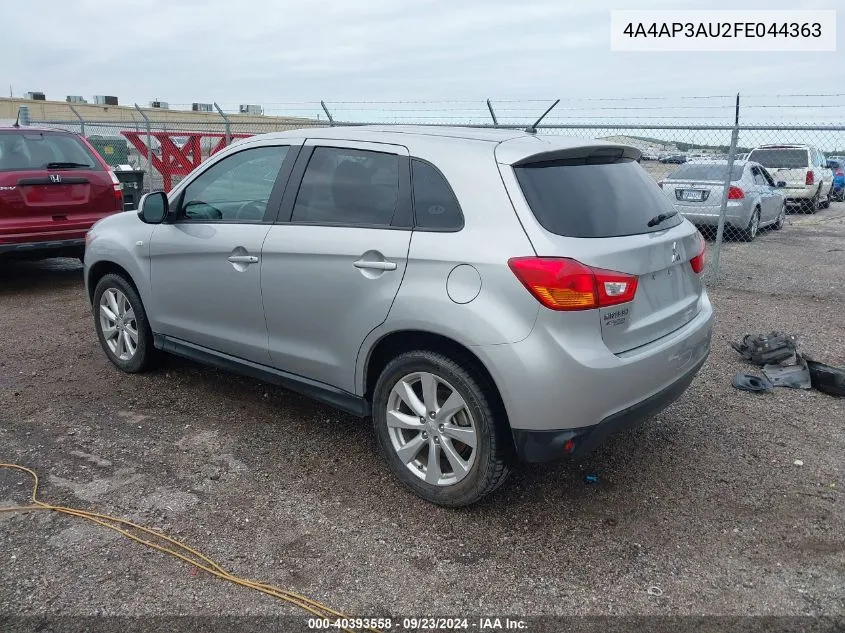 2015 Mitsubishi Outlander Sport Es VIN: 4A4AP3AU2FE044363 Lot: 40393558