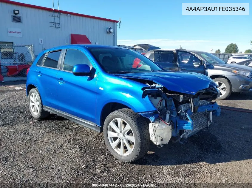 2015 Mitsubishi Outlander Sport Es VIN: 4A4AP3AU1FE035346 Lot: 40407442