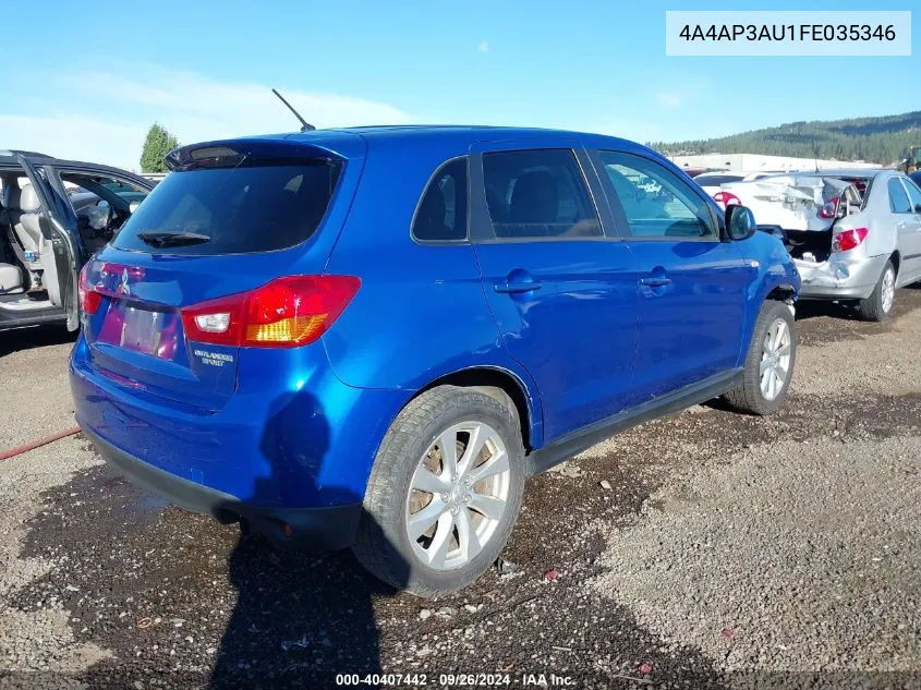 2015 Mitsubishi Outlander Sport Es VIN: 4A4AP3AU1FE035346 Lot: 40407442