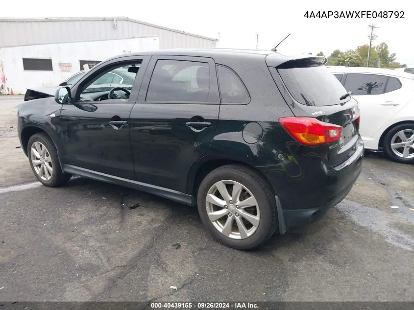 2015 Mitsubishi Outlander Sport Es VIN: 4A4AP3AWXFE048792 Lot: 40439155