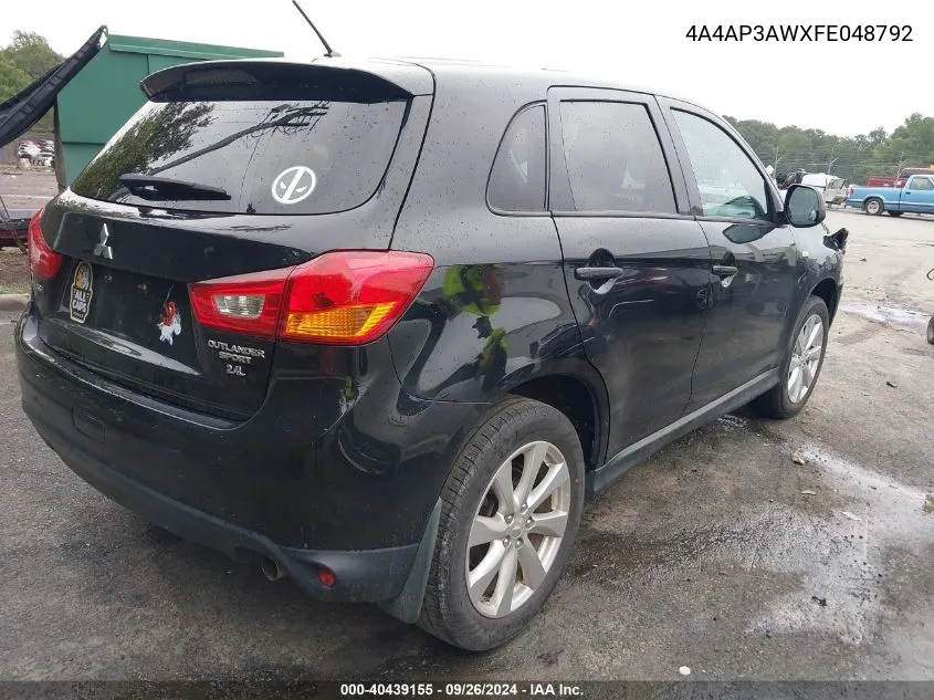 2015 Mitsubishi Outlander Sport Es VIN: 4A4AP3AWXFE048792 Lot: 40439155