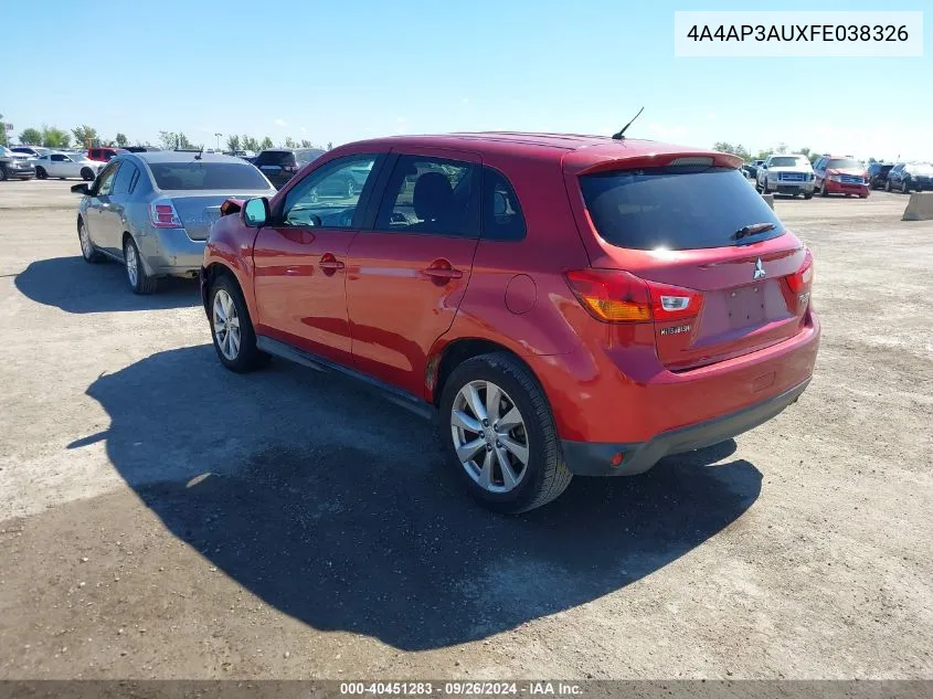 4A4AP3AUXFE038326 2015 Mitsubishi Outlander Sport Es