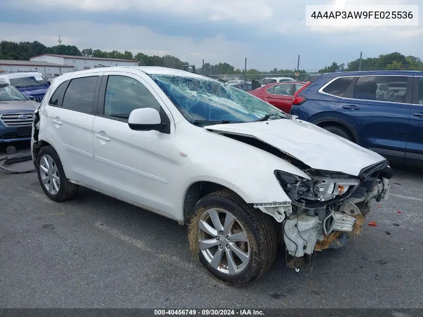 2015 Mitsubishi Outlander Sport Es VIN: 4A4AP3AW9FE025536 Lot: 40456749