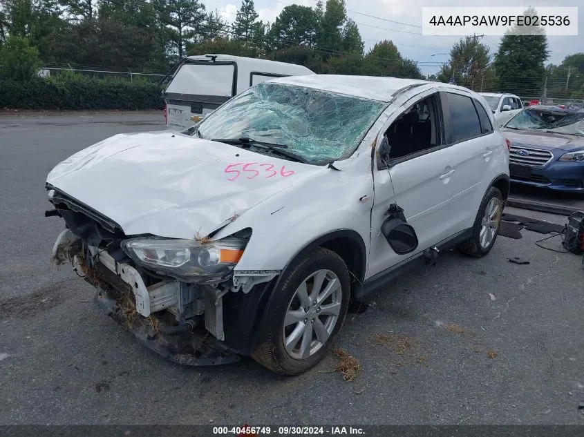 2015 Mitsubishi Outlander Sport Es VIN: 4A4AP3AW9FE025536 Lot: 40456749