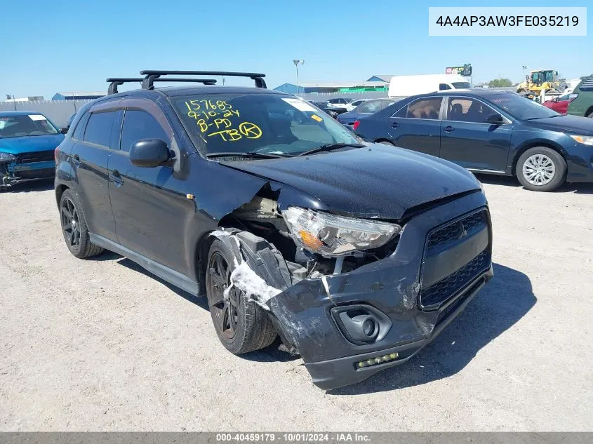 2015 Mitsubishi Outlander Sport Es VIN: 4A4AP3AW3FE035219 Lot: 40459179