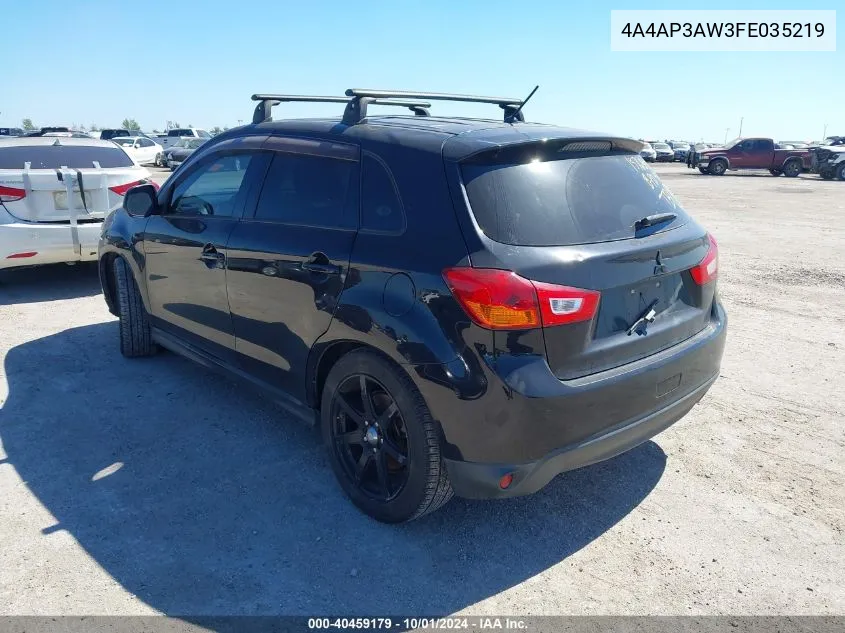 2015 Mitsubishi Outlander Sport Es VIN: 4A4AP3AW3FE035219 Lot: 40459179