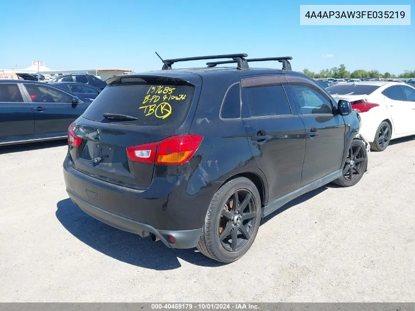 2015 Mitsubishi Outlander Sport Es VIN: 4A4AP3AW3FE035219 Lot: 40459179