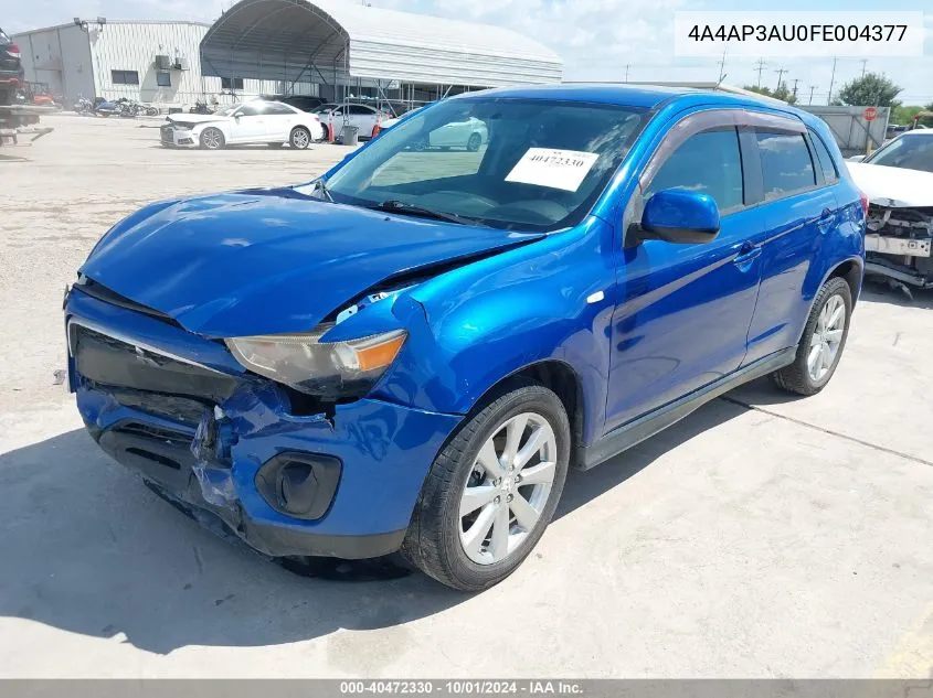 2015 Mitsubishi Outlander Sport Es VIN: 4A4AP3AU0FE004377 Lot: 40472330