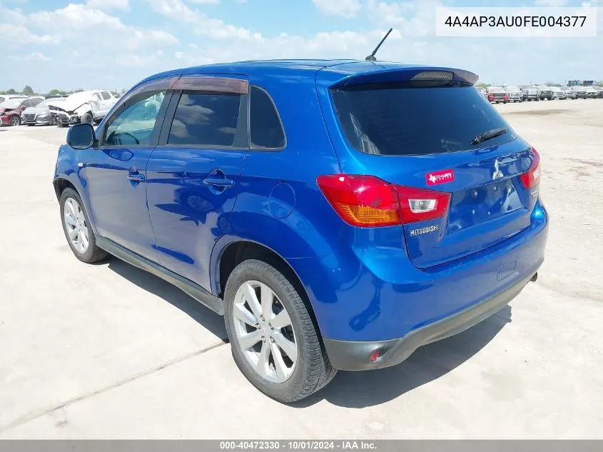 2015 Mitsubishi Outlander Sport Es VIN: 4A4AP3AU0FE004377 Lot: 40472330