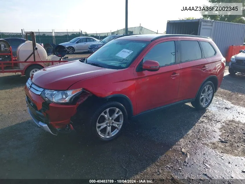 2015 Mitsubishi Outlander Se VIN: JA4AZ3A35FZ002345 Lot: 40483789