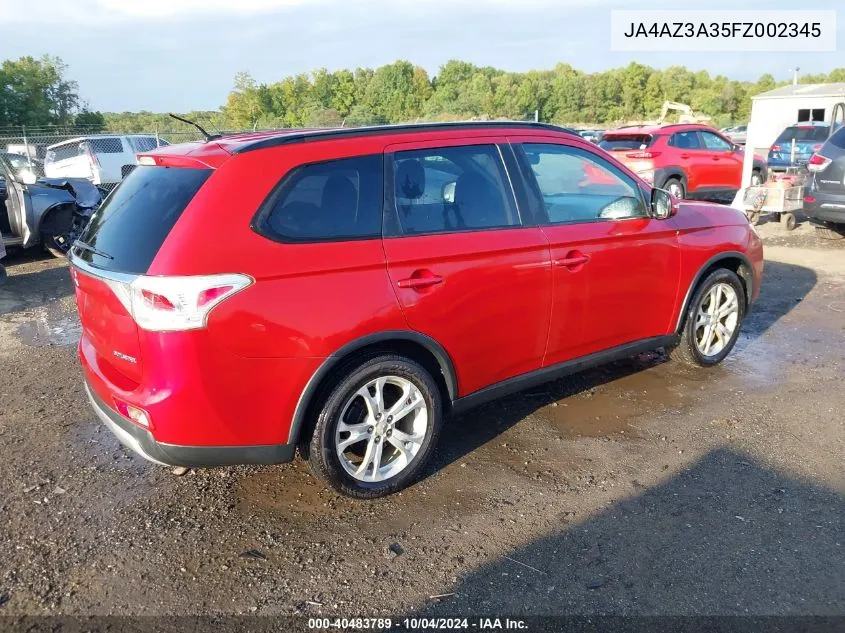 2015 Mitsubishi Outlander Se VIN: JA4AZ3A35FZ002345 Lot: 40483789