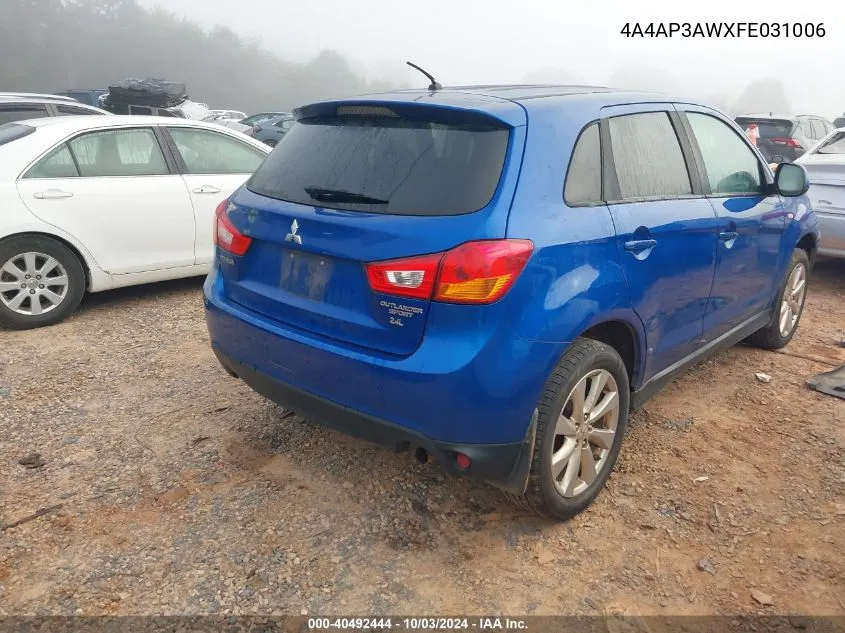 4A4AP3AWXFE031006 2015 Mitsubishi Outlander Sport Es