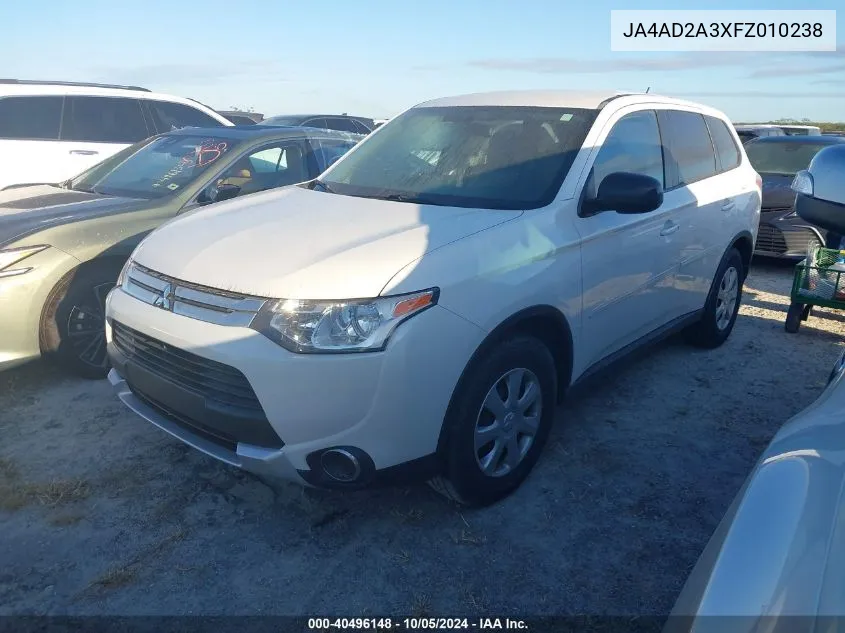 2015 Mitsubishi Outlander Es VIN: JA4AD2A3XFZ010238 Lot: 40496148