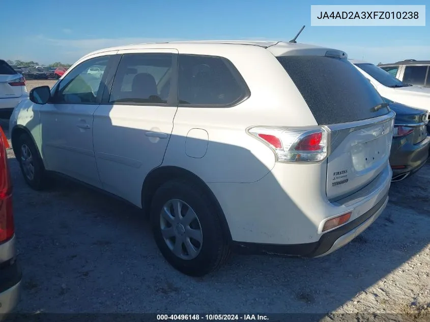 JA4AD2A3XFZ010238 2015 Mitsubishi Outlander Es