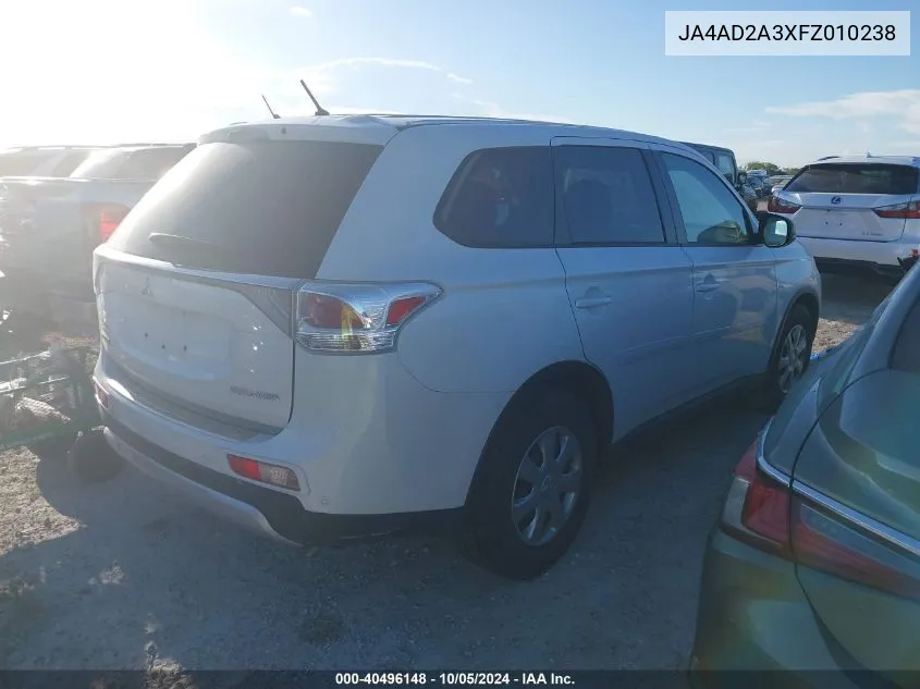 2015 Mitsubishi Outlander Es VIN: JA4AD2A3XFZ010238 Lot: 40496148