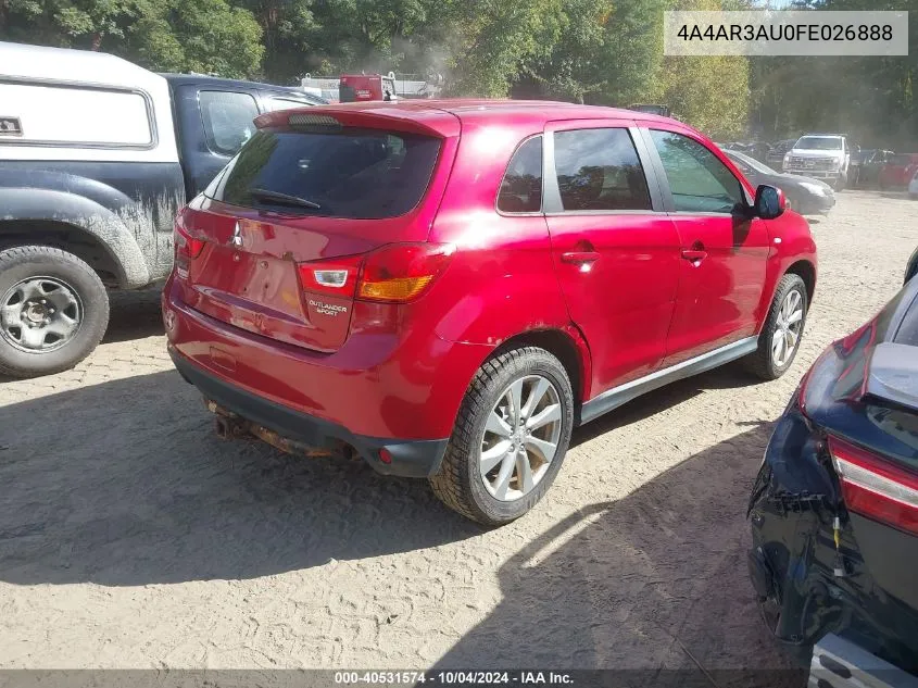 2015 Mitsubishi Outlander Sport Es VIN: 4A4AR3AU0FE026888 Lot: 40531574