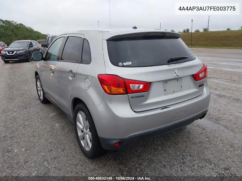 2015 Mitsubishi Outlander Sport Es VIN: 4A4AP3AU7FE003775 Lot: 40532149