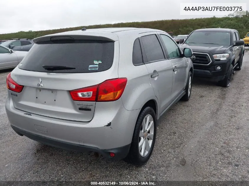 2015 Mitsubishi Outlander Sport Es VIN: 4A4AP3AU7FE003775 Lot: 40532149