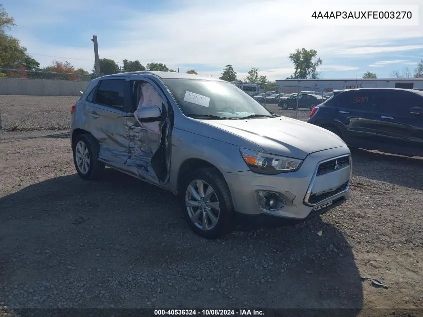 4A4AP3AUXFE003270 2015 Mitsubishi Outlander Sport Es