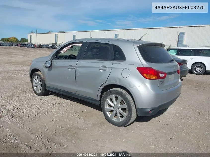 2015 Mitsubishi Outlander Sport Es VIN: 4A4AP3AUXFE003270 Lot: 40536324